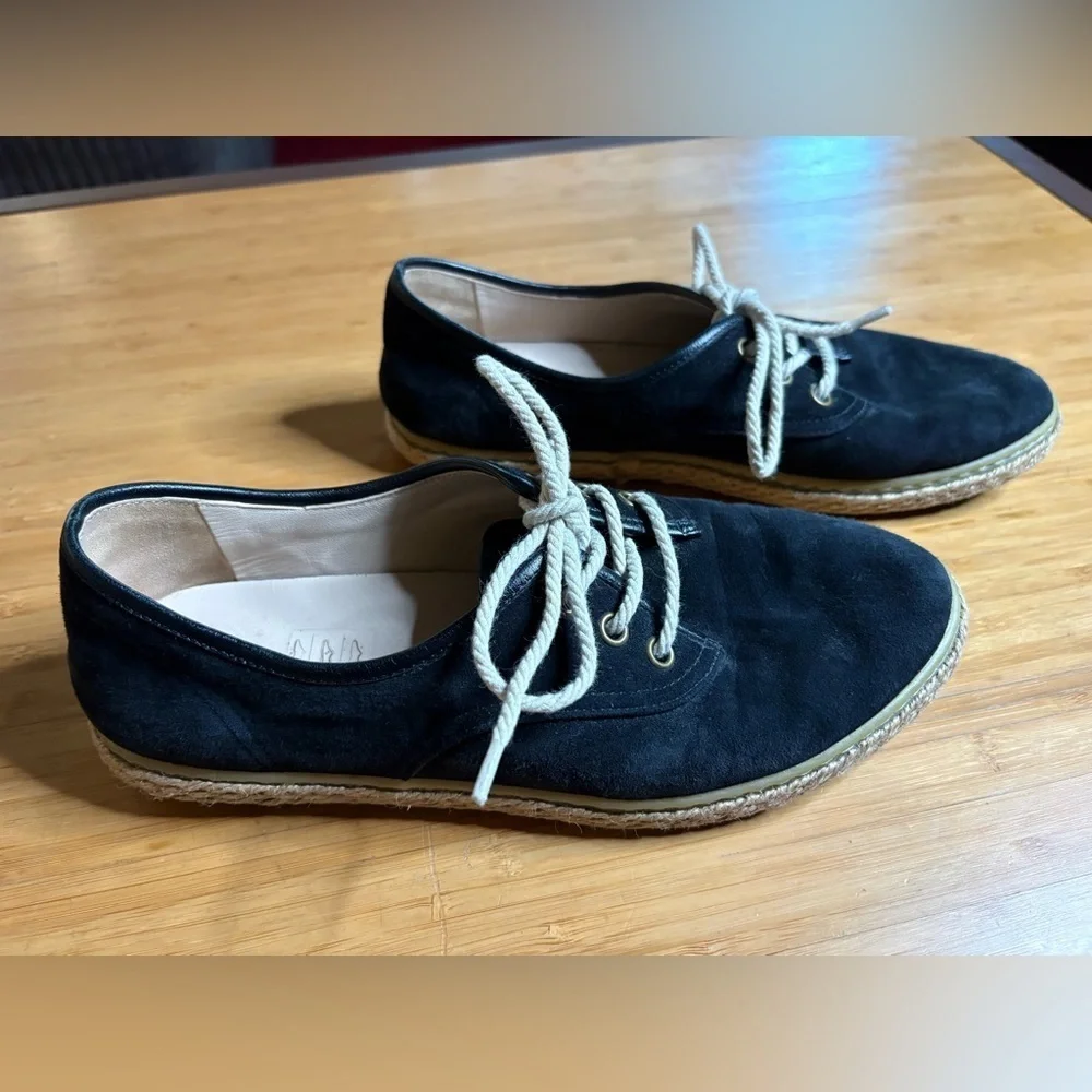 GUC Jenni Kayne Black Suede Lace Up Espadrilles. Size 37